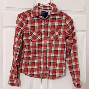 American Eagle Outfitters Red Plaid Button Down Shirt